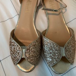 BHLDN gold glitter flats